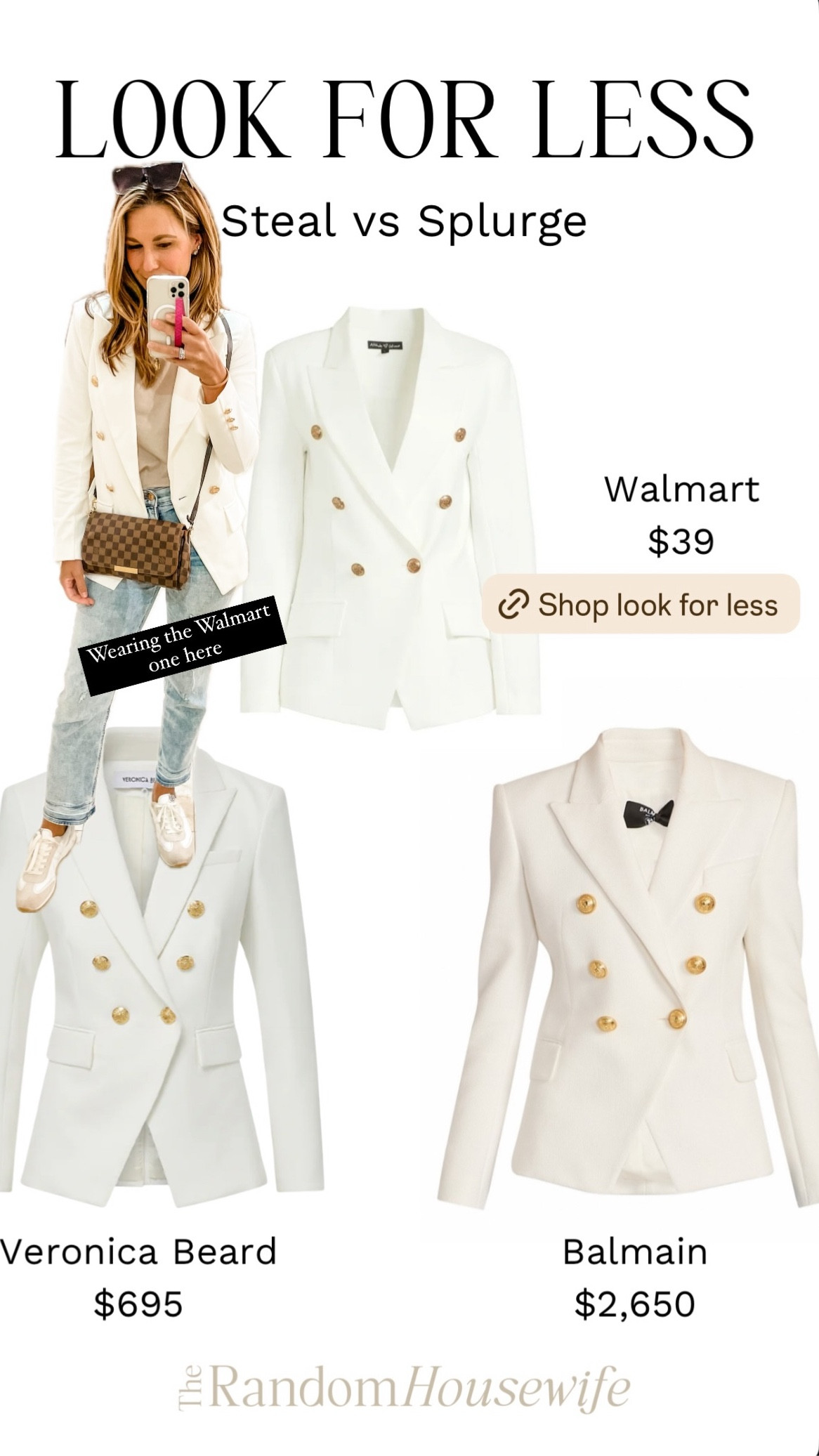 My go to blazer! I have this look for less blazer in the off white and black and wear them alllll the time .  I sized down 1 size to XS 

#LTKStyleTip #LTKSeasonal #LTKFindsUnder50