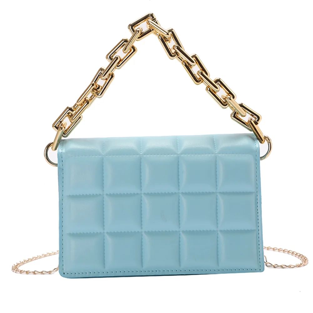 Simday Retro Women Checker Pattern PU Messenger Bag Casual Chain Handbag (Blue) | Walmart (US)