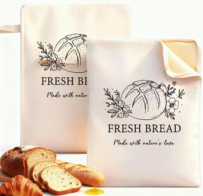 Sourdough bread Bags for Homemade Bread-2 Pack XL Reusable Beeswax Bread Bags for Homemade Bread ... | Amazon (US)