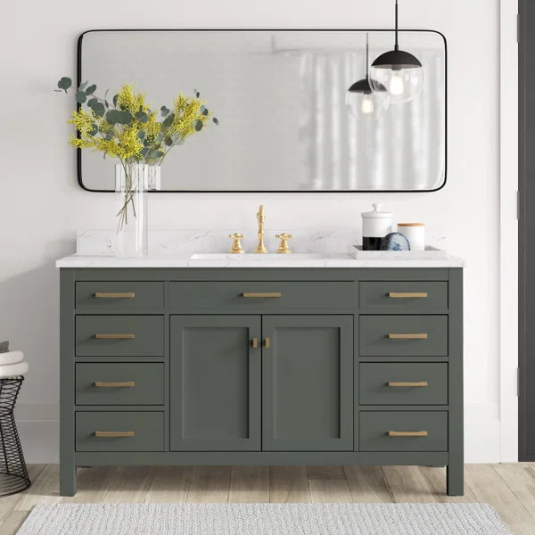 Saur 60'' Single Bathroom Vanity with Engineered Stone Top | Wayfair North America
