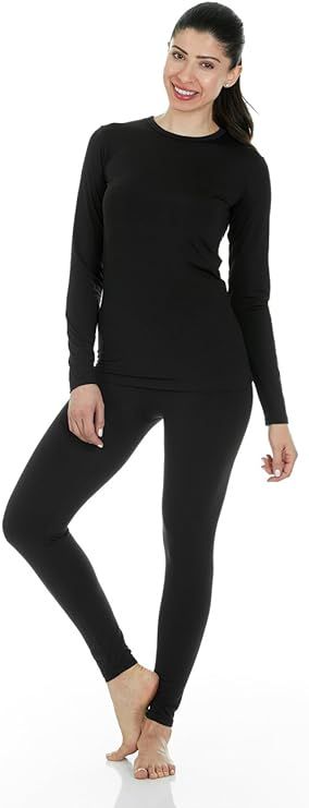 Thermajane Long Johns Thermal Underwear for Women Fleece Lined Base Layer Pajama Set Cold Weather | Amazon (US)