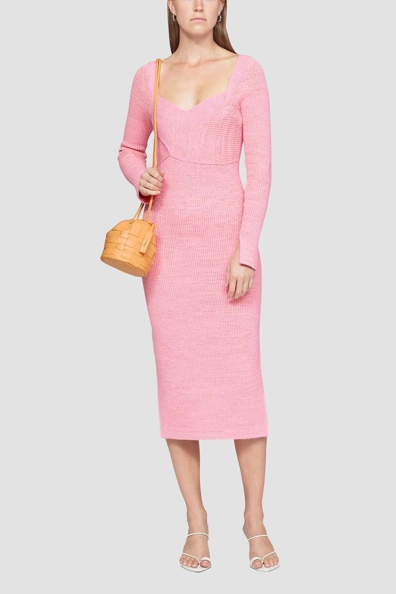 Descriptiondescription-arrowFitted mid length dress in a fine ribbed double knit. Crossed panels ... | 3.1 Phillip Lim