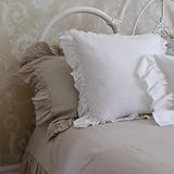 Farmhouse Pillow Covers, 16x16 inch, Ruffle Linen Throw Pillows, WHITE, Farmhouse and Shabby Chic Dé | Amazon (US)