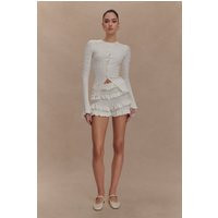 Amy Pointelle Bell Sleeve Cardigan - Ivory I MESHKI I Size S | MESHKI US