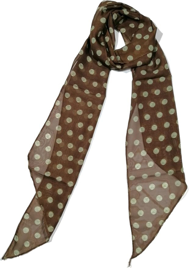 Shanlin Vintage Polka Dot Chiffon Skinny Scarf – Lightweight Retro Long Ribbon for Neck, Hair, ... | Amazon (US)