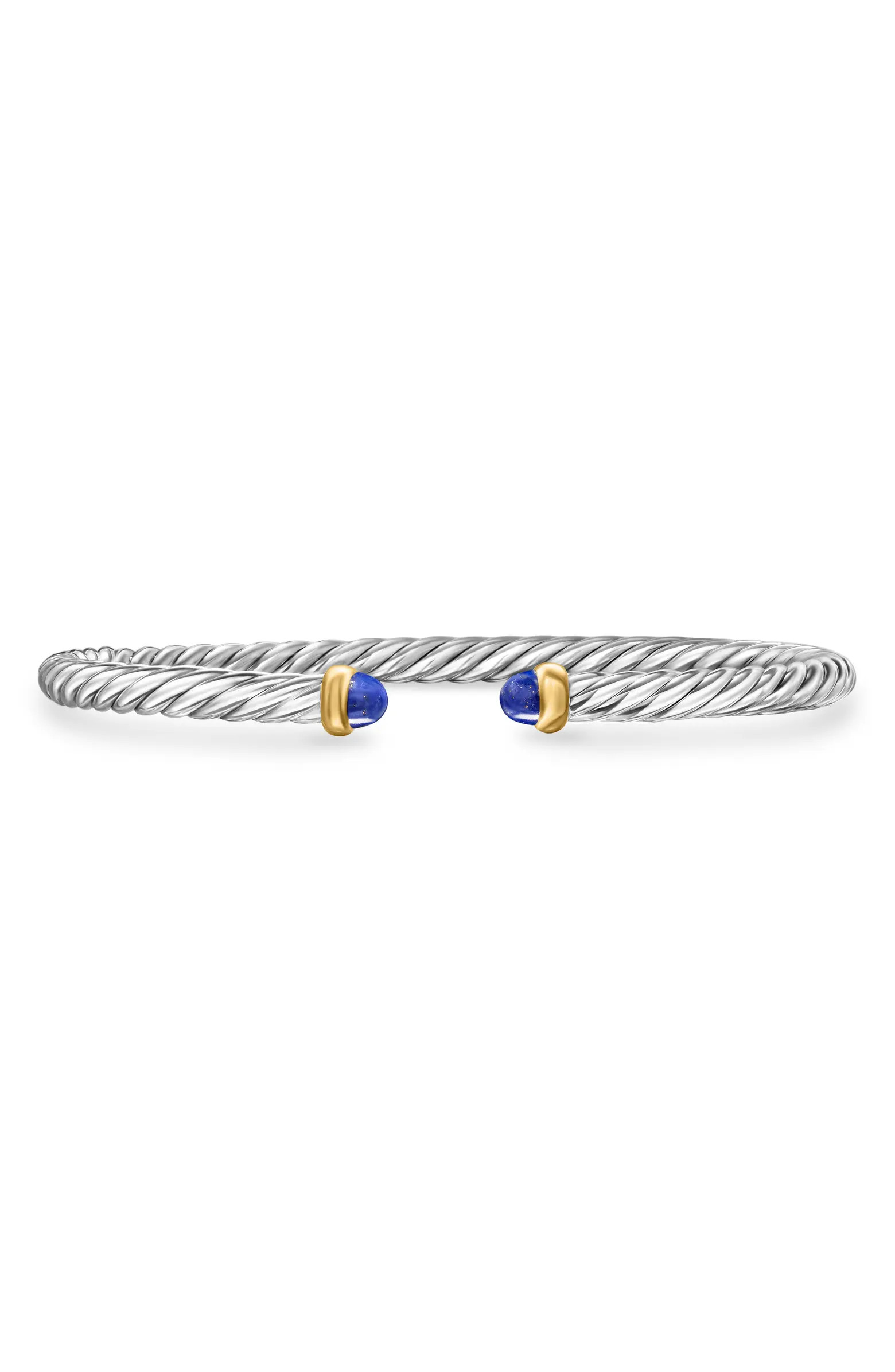 Cable Flex Bracelet in Sterling Silver with 14K Yellow Gold, 4mm | Nordstrom