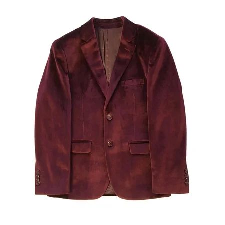 Perry Ellis Burgundy Slim Fit Single Breasted Velvet Blazer Big Boys | Walmart (US)