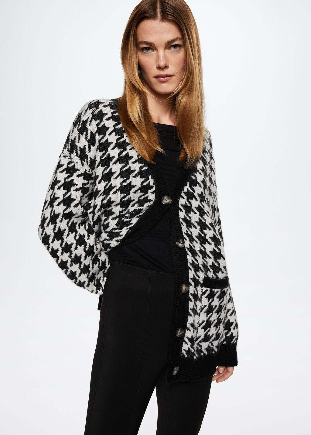 Houndstooth cardigan -  Women | Mango USA | MANGO (US)