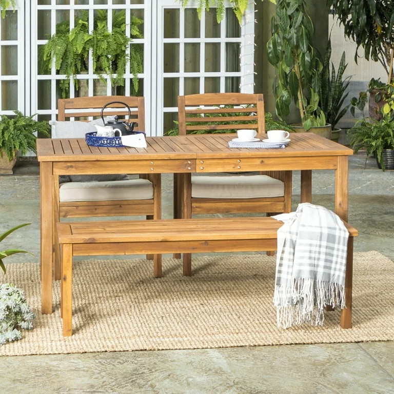 Manor Park Solid Wood 4-Piece Outdoor Patio Dining Set, Brown | Walmart (US)