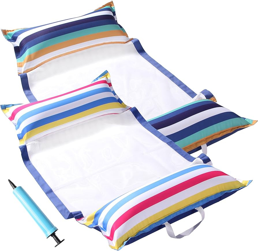 FindUWill Pool Hammock Floats, XL, 2Pack Inflatable Water Floaties 4-in-1 (Saddle, Lounge Chair, ... | Amazon (US)