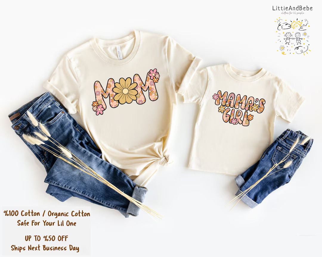 Daisy Mommy and Me Shirts, Mama's Girl Shirts, Retro Mom Daughter Shirts, Mama Shirt, Neutral Boh... | Etsy (US)