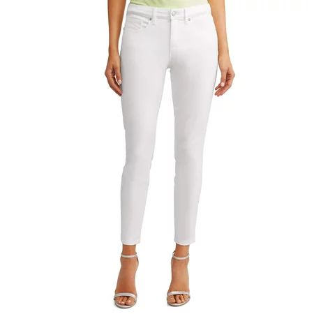 Sofía Skinny Mid Rise Stretch Ankle Twill Jean Women's (White) | Walmart (US)