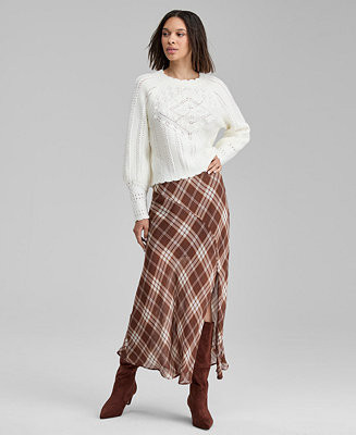 Women's Plaid Bias-Cut Slip Skirt, Macy's Exclusive | Macy's