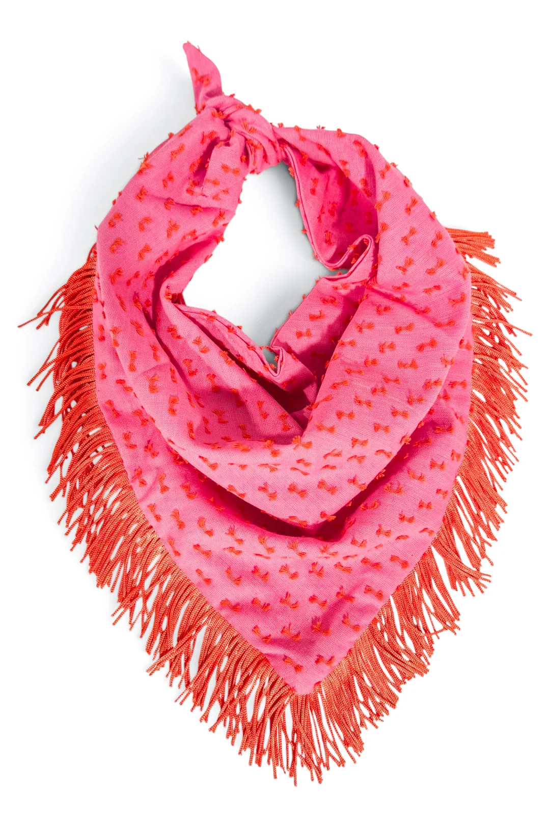Outback Pink Fringe Triangle Scarf | The Willow Tree
