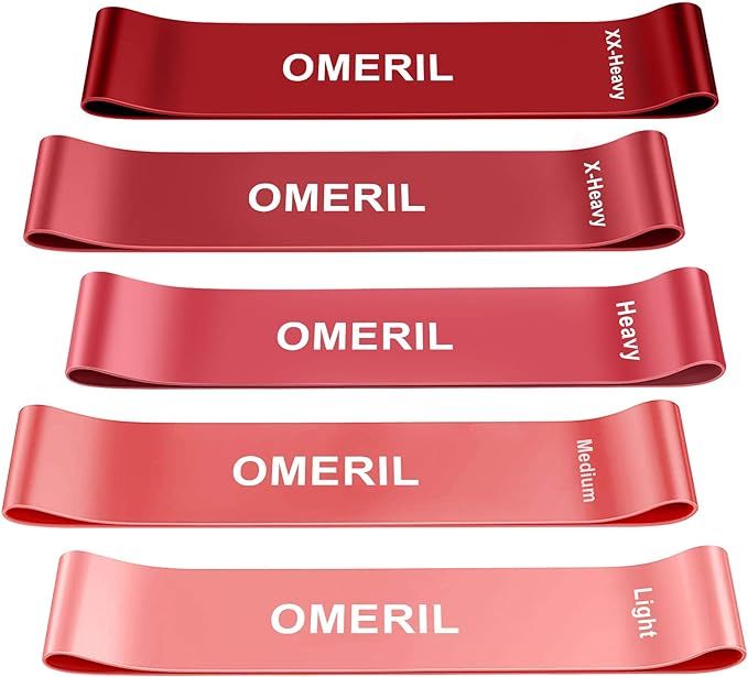 OMERIL Resistance Loop Exercise Bands with Instruction Guide and Carry Bag, Set of 5 | Amazon (US)