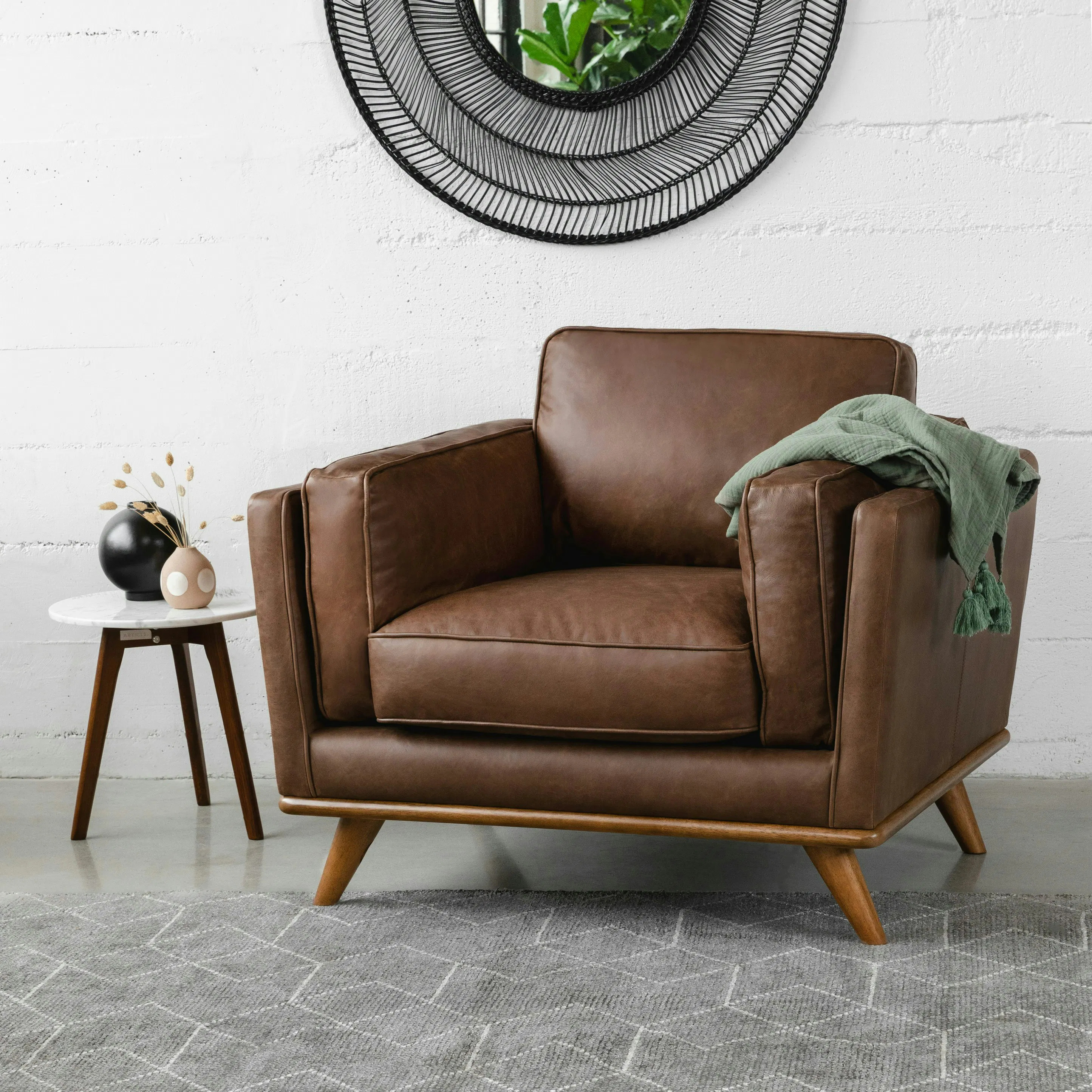 Timber 41" Leather Lounge Chair - Charme Chocolat | Article