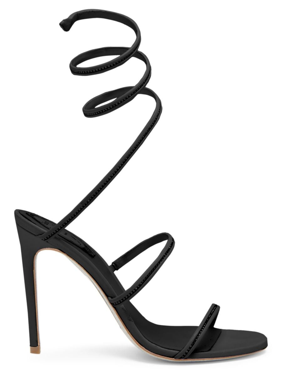 Rene Caovilla Cleo Leather Embellished Wraparound High-Heel Sandals | Saks Fifth Avenue