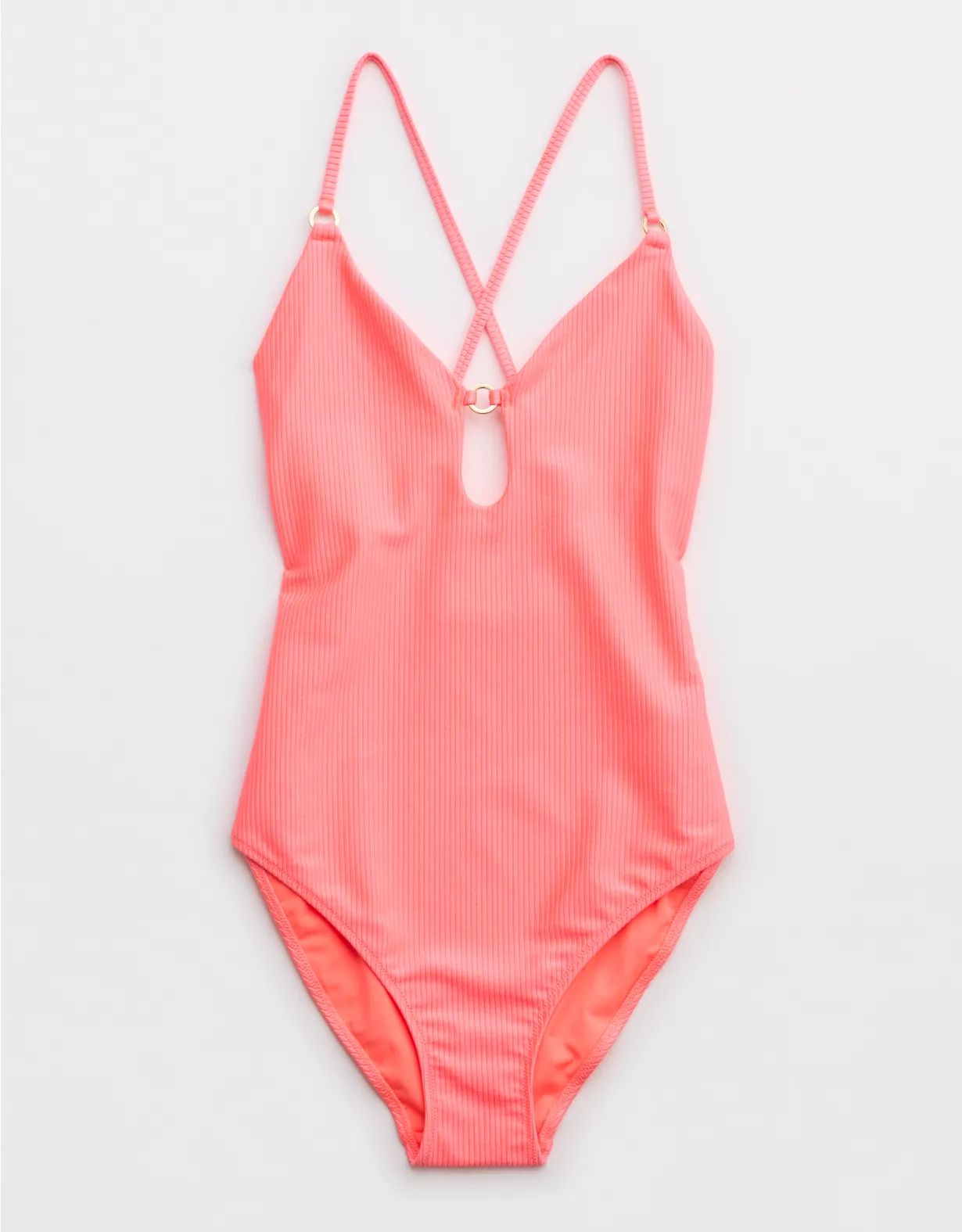 Aerie Shine Rib Full Coverage One Piece Swimsuit | American Eagle Outfitters (US & CA)