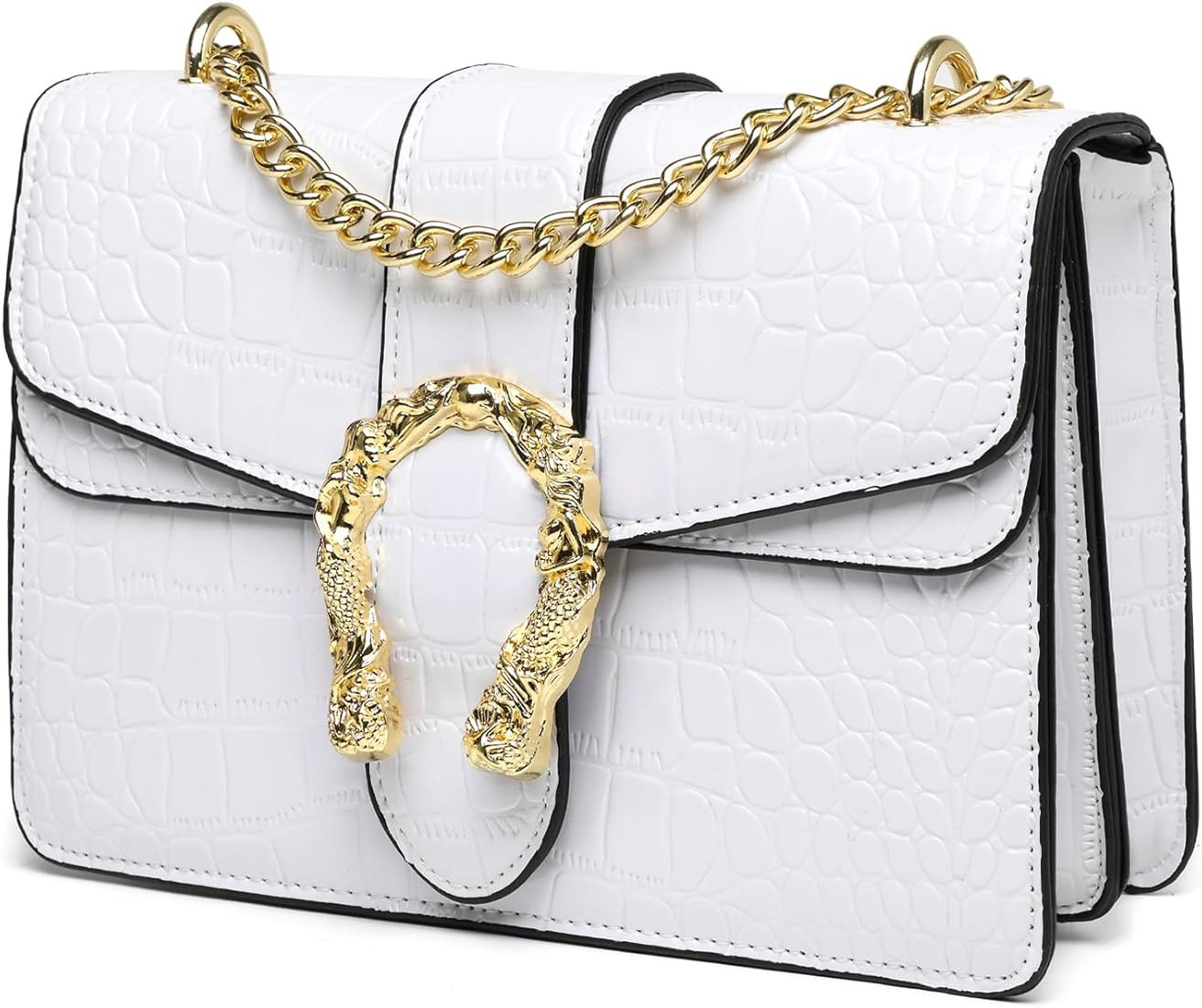 MYHOZEE Crossbody Bags for Women - Snake Printed Clutch Purses Leather Chain Shoulder Bags Evenin... | Amazon (US)