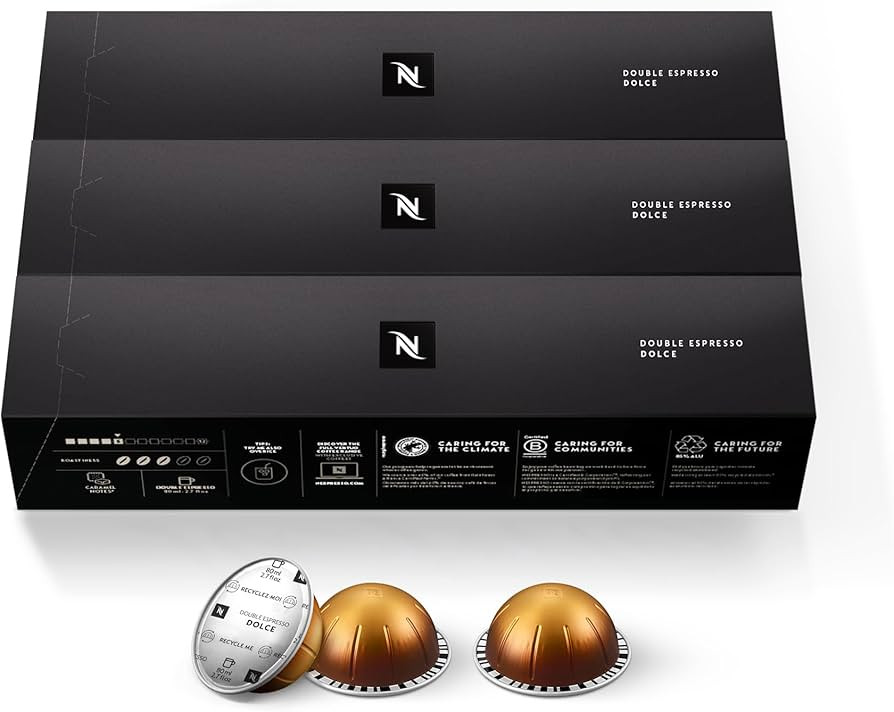 Nespresso Capsules Vertuo, Double Espresso Dolce, 30-Count Espresso Pods, Brews 2.7 oz. | Amazon (US)
