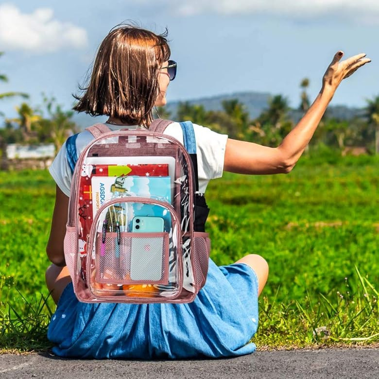 Clear Backpack, Heavy Duty Transparent Bookbag, See Through PVC School Bag for Women Men | Amazon (US)