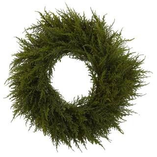Nearly Natural 24 in. Artificial Cedar Wreath 4952 - The Home Depot | The Home Depot