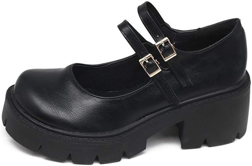 AOSPHIRAYLIAN Womens Gothic Shoes Platform Mary Janes Ankle Strap Chunky Heel Uniform Dress Pumps... | Amazon (US)