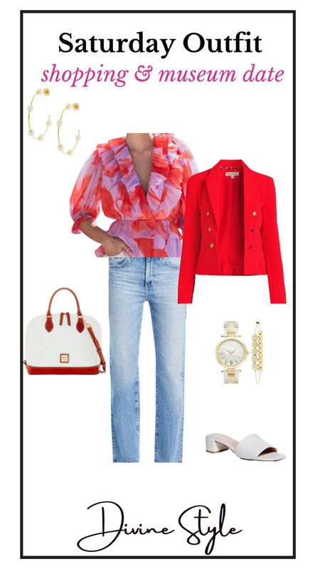 Spring daytime outfit perfecto wear for shopping, lunch or to the museums. Love a colorful blazer and print top for spring.

#LTKstyletip #LTKSeasonal