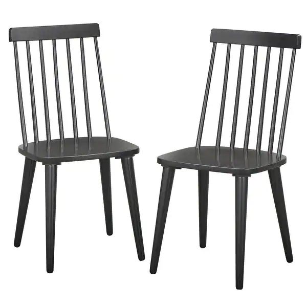 Lifestorey Lowry Solid Wood Dining Chairs (Set of 2) - Set of 2 - Black - Dining Height | Bed Bath & Beyond