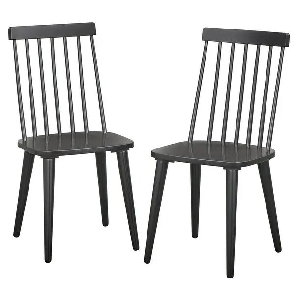 Lifestorey Lowry Solid Wood Dining Chairs (Set of 2) - Set of 2 - Black - Dining Height | Bed Bath & Beyond