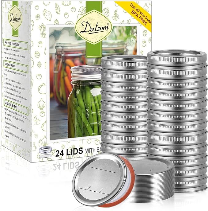 Dalzom® 48Pcs Canning Lids with Rings Regular Mouth, Premium Mason Jar Lids with Bands/Rings for... | Amazon (US)