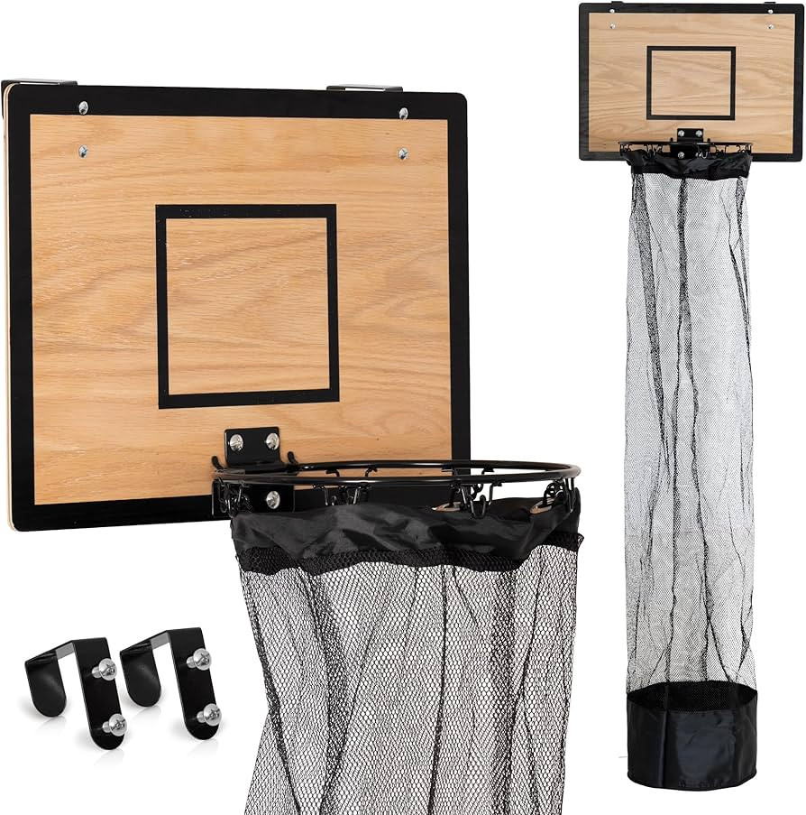 Wooden Basketball Hamper - Hoop Laundry Basket Over the Door - Room Decor | Amazon (US)