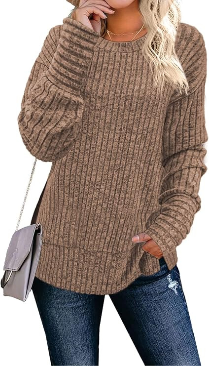 JomeDesign Sweaters for Women Long Sleeve Shirts Crew Neck Sweatshirt Lightweight Casual Tunic To... | Amazon (US)