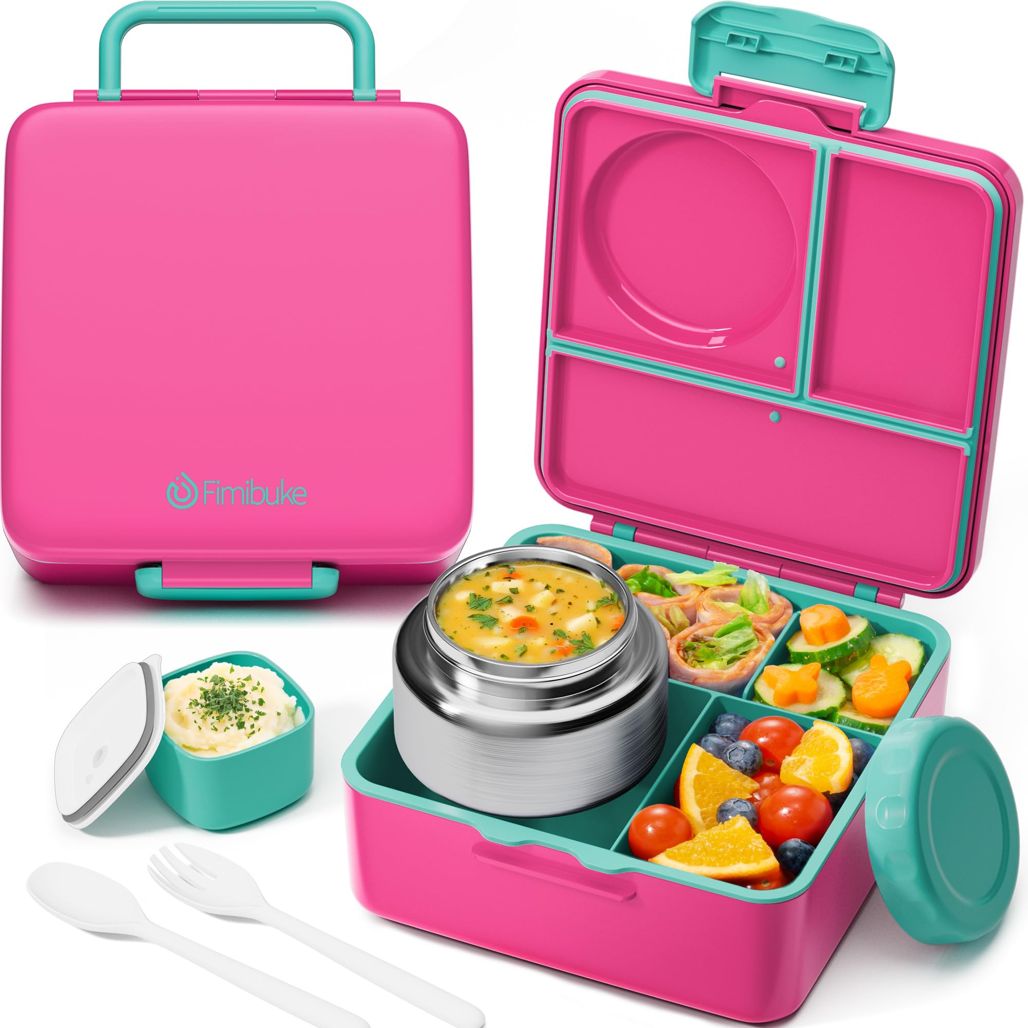 Fimibuke Bento Box for Kids Adult with Thermos, 3-4 Compartment 60OZ Toddler Lunch Box Container ... | Amazon (US)