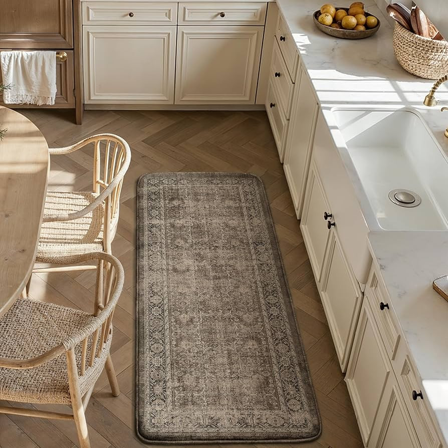 PureCozy Kitchen Mats for Floor Anti Fatigue Cushioned Brown Vintage Kitchen Mats Waterproof Non ... | Amazon (US)