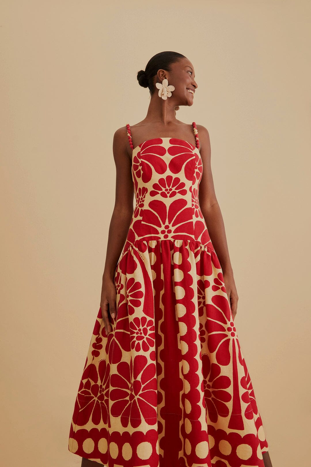 Red Palermo Sleeveless Midi Dress | FarmRio (US)