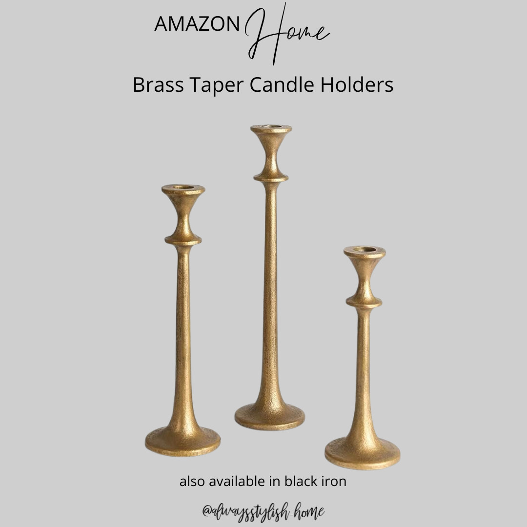 Brass and black Iron Taper Candle Holders - amazon home decor #founditonamazon | Amazon (US)