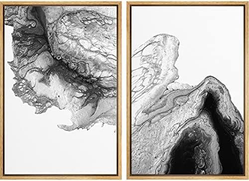 SIGNWIN Framed Wall Art Print Set Black & White Flowing Water Splash Nature Wilderness Photograph... | Amazon (US)