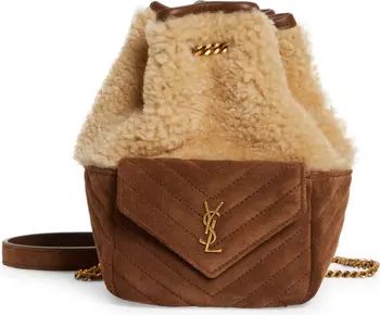 Mini Jo Genuine Shearling & Suede Bucket Bag | Nordstrom