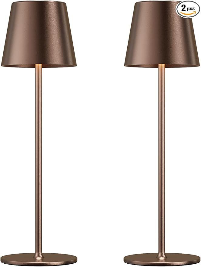 Cordless Table Lamp Rechargeable Brown - KK 2 Pack 5000mAH Battery Operated Lamp for Counter, 3 C... | Amazon (US)