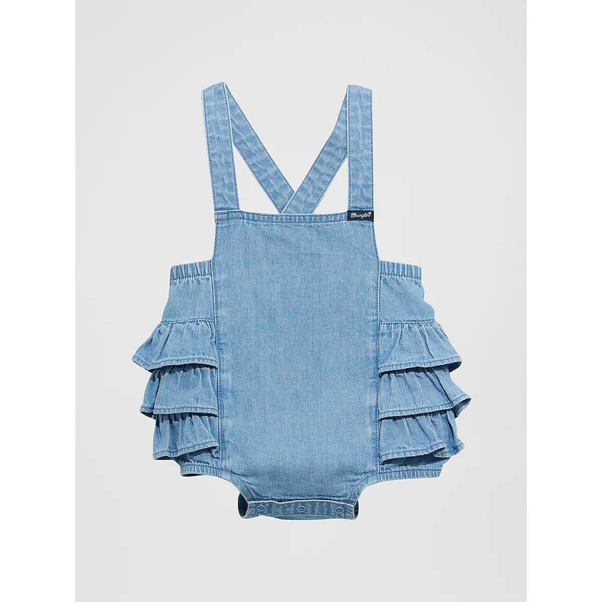 Baby Girl's Denim Ruffle Bodysuit in Denim | Wrangler