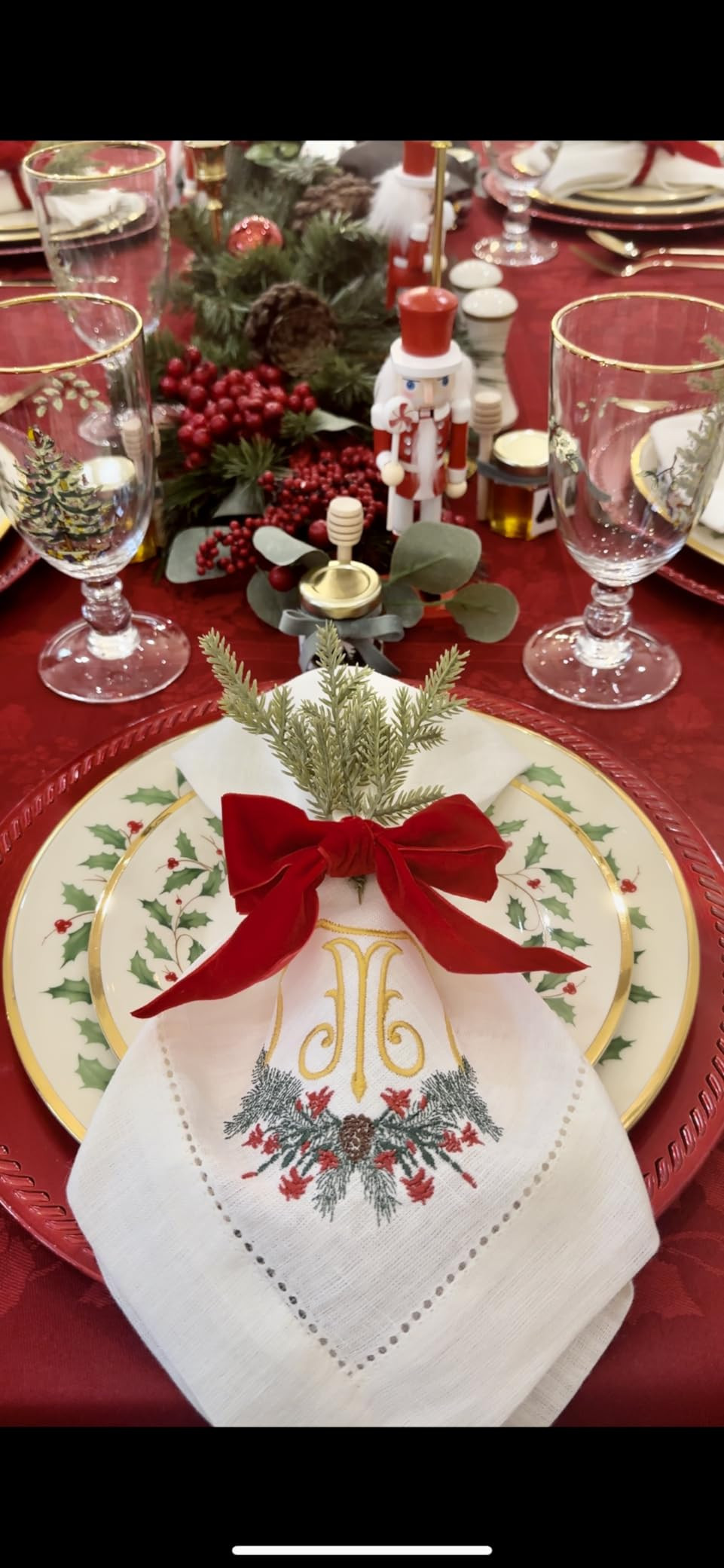 Red Velvet Bow Christmas Napkin Rings Set of 6 - Beautiful Napkin Holder Rings for Holiday Dinner Table Decorations | Amazon (US)