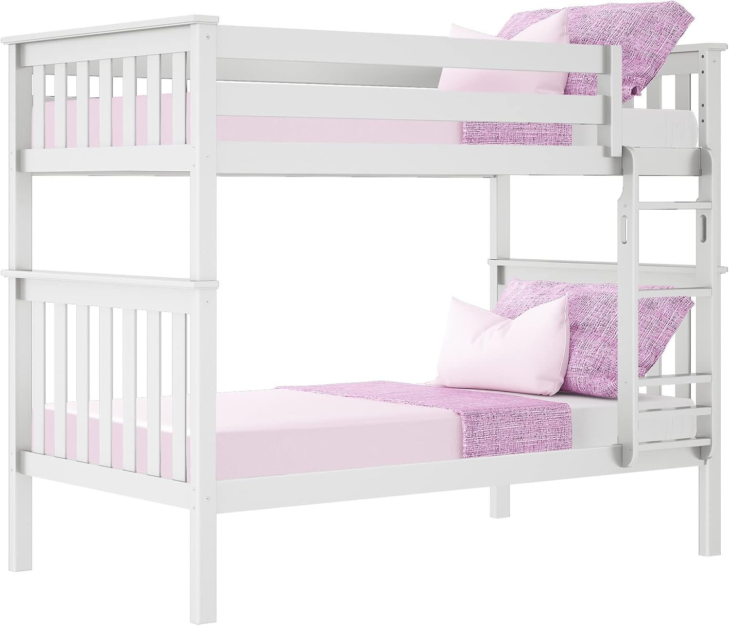 Max & Lily Bunk Bed Twin over Twin, Solid Wood Bunk Bed Frame with Ladder for Kids, 14" Safety Gu... | Amazon (US)