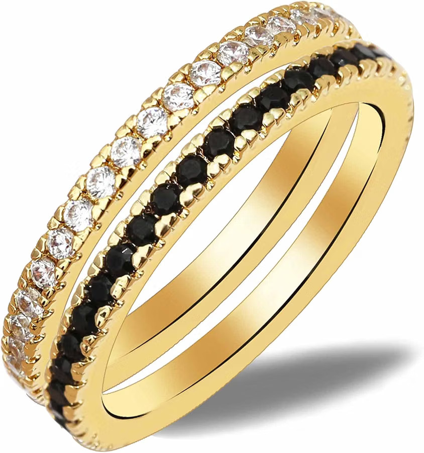 14K Real Gold Plated Stackable Eternity Band Rings for Women Non Tarnish | Amazon (US)