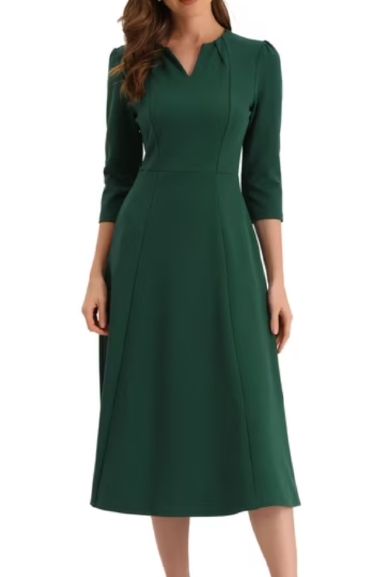 Allegra K a-line midi dress in ‘dark green’ from Walmart 
Forest green
Houae of colour / Autumn 

#LTKStyleTip #LTKWorkwear