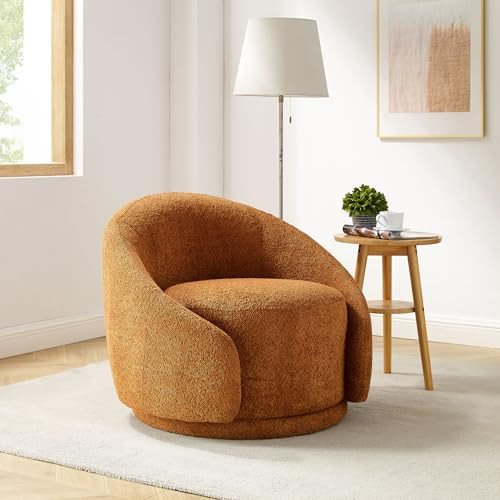 Swivel Barrel Chair, Upholstered Modern Round Accent Arm Chairs, 360° Swivel Single Sofa Armchai... | Amazon (US)