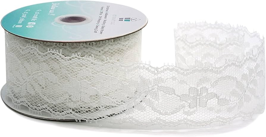 CT CRAFT LLC Lace Trim Ribbon 1.5" x 10 Yards White for Trimmings Sewing Home Decoration Gift Wra... | Amazon (US)