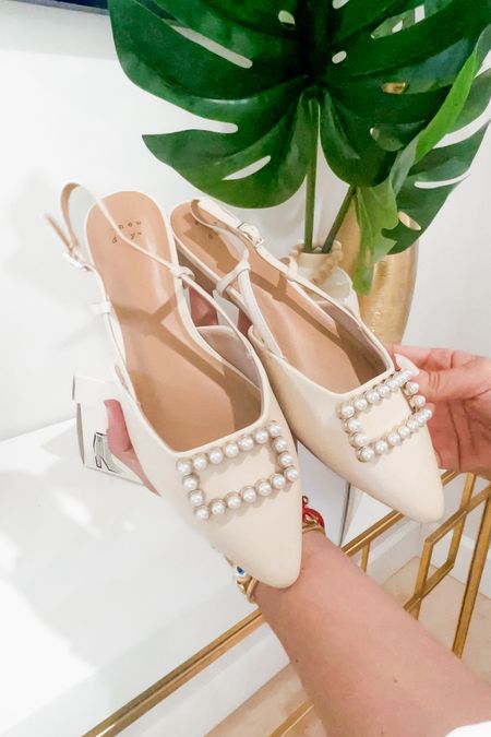 Target ballet slingbacks with pearl buckle