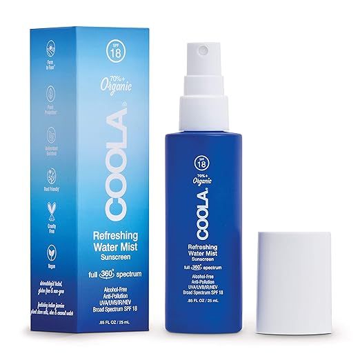 COOLA Organic Refreshing Water Mist Face Moisturizer with SPF 18, Dermatologist Tested Face Sunsc... | Amazon (US)