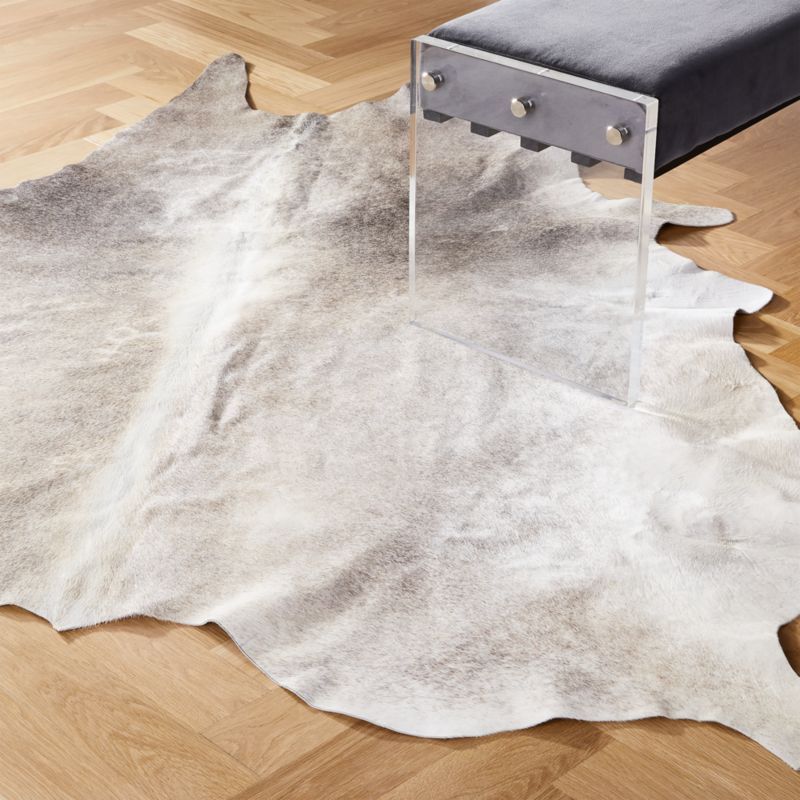 Grey Cowhide Rug 5'x8'CB2 Exclusive In stock and ready to ship.ZIP Code 11801Change Zip Code: Sub... | CB2